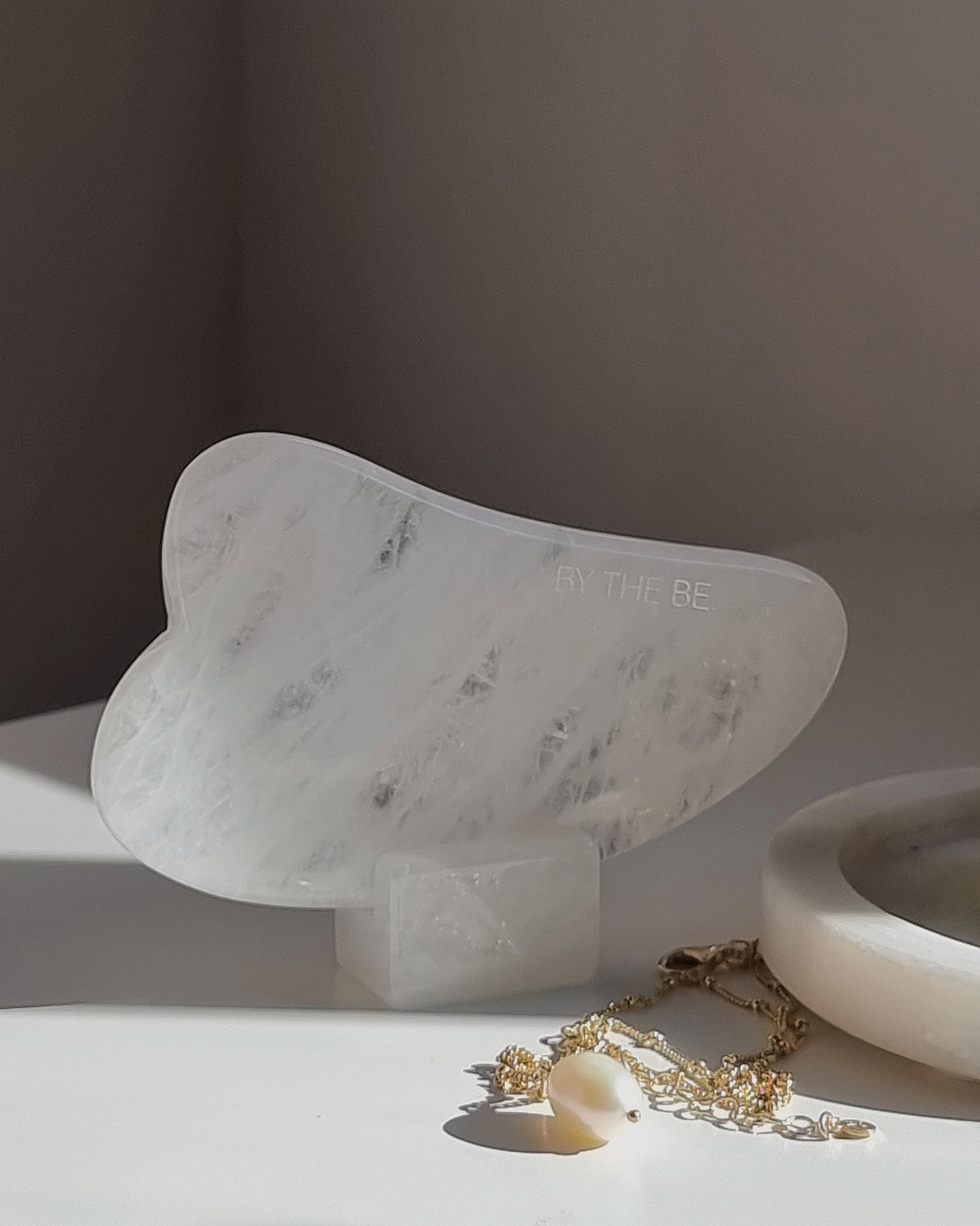 Clear Quartz Gua Sha and Holder Set